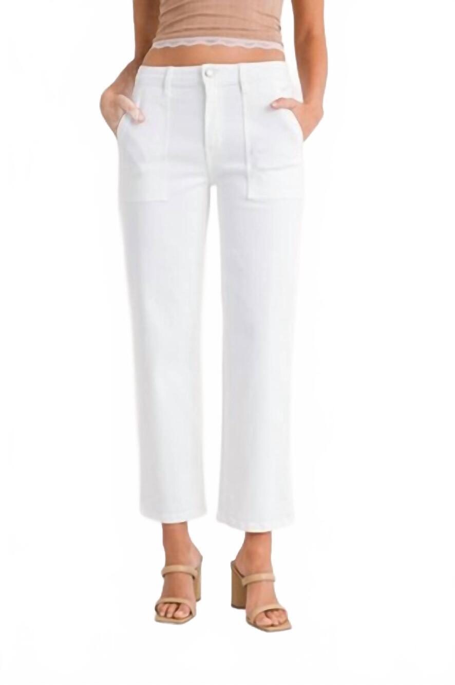 NEW JUST BLACK DENIM women's utility pocket straight leg pants in optic white